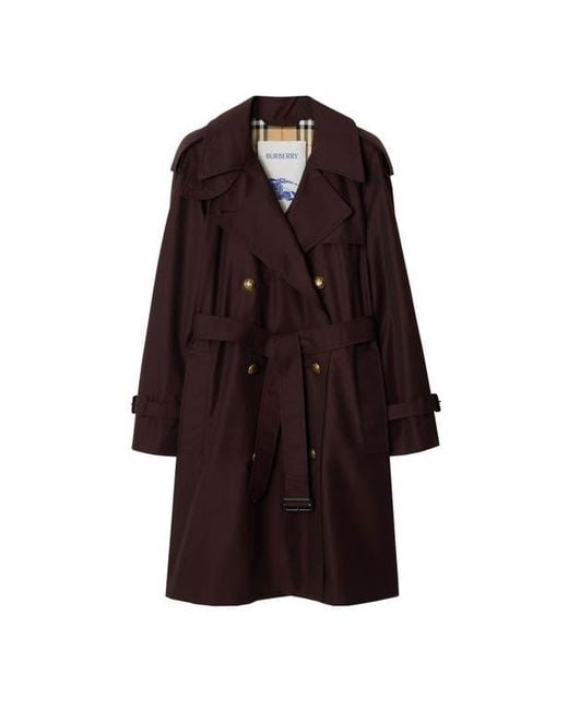 Burberry Red Mid-Length Gabardine Castleford Trench Coat