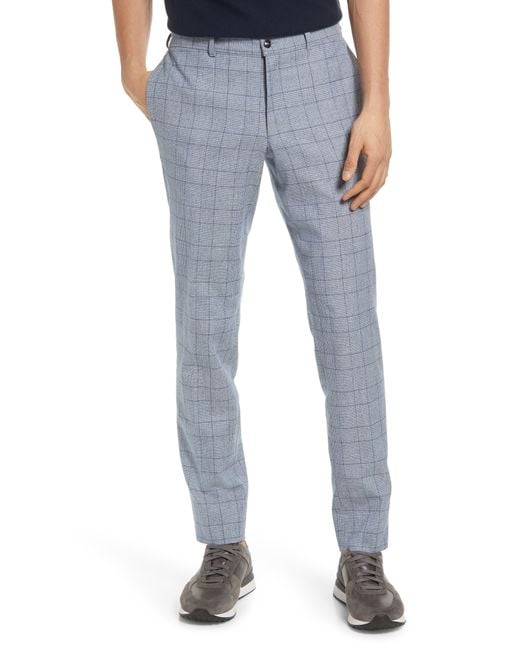 Ted Baker Jem Plaid Stretch Wool Blend Dress Pants in Blue for Men Lyst