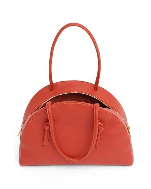 Mansur Gavriel Red Fortuna Leather Bowling Bag