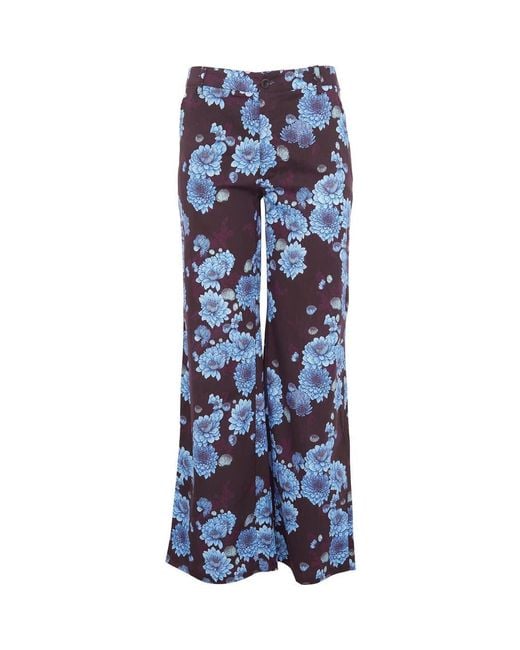 Lords of Harlech Blue Phillis Wide Leg Tailored Pant Montgat Paisley