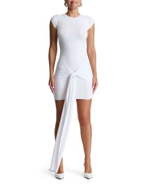 Naked Wardrobe White Cascade Detail Body-Con Minidress