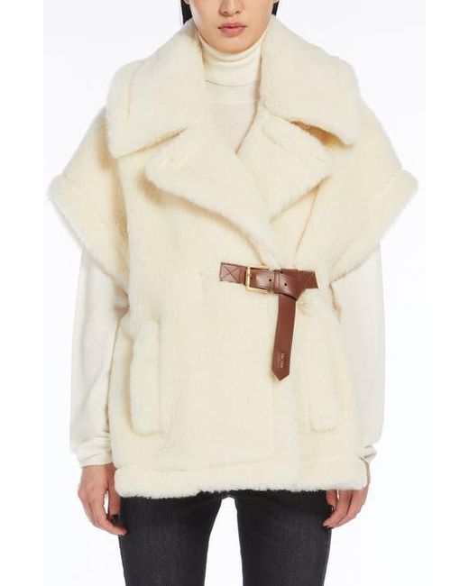 Max Mara Belted Teddy Bear Cape in Natural Lyst