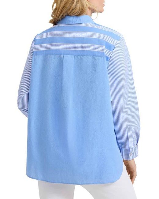 Foxcroft Blue Mix Stripe Button-Up Shirt