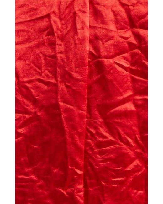 Jason Wu Red V-Neck Crushed Satin Minidress