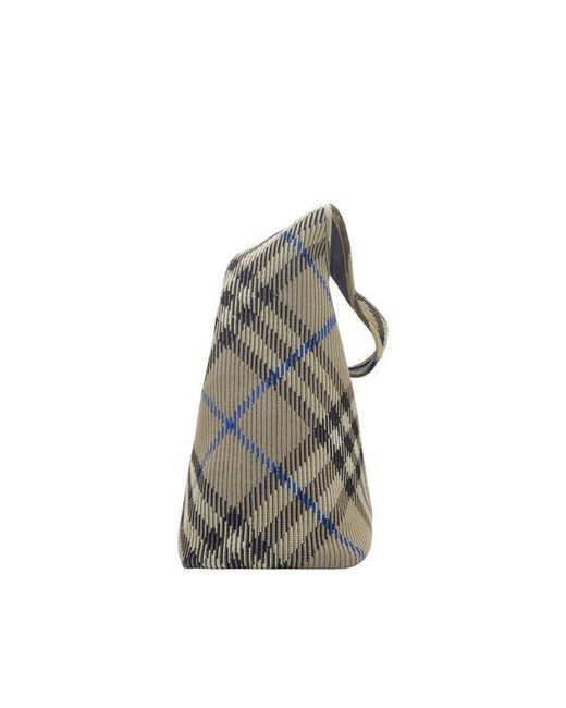 Burberry Gray Large Check Knitted Shoulder Bag