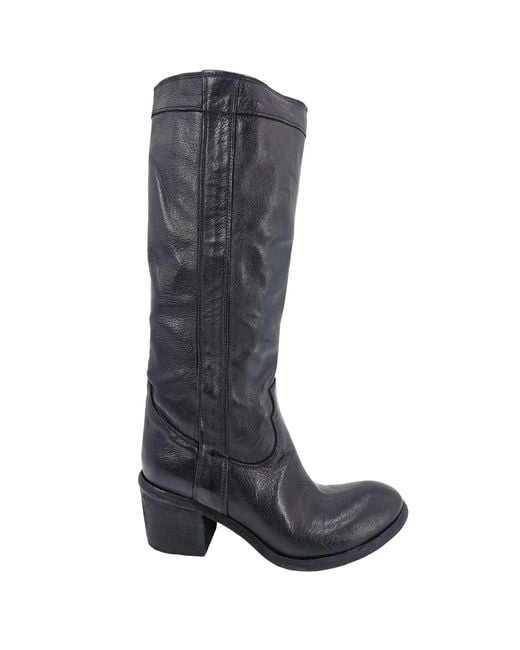 Madison Maison Gray Washed Leather Knee-High Pull-On Boot