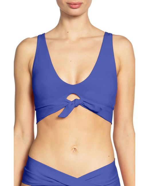 Robin Piccone Blue Ava Knot Front Bikini Top