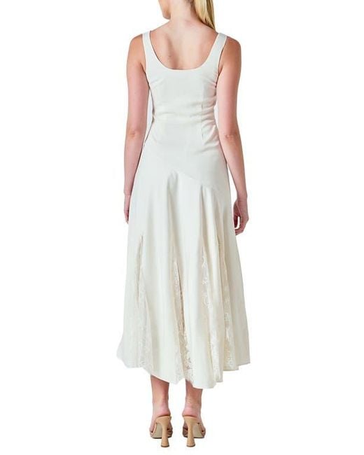 Endless Rose White Lace Inset Satin Dress