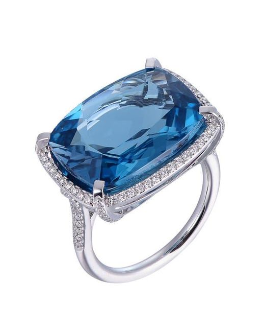 Kahn High Jewelry Blue Topaz Ring With Diamonds