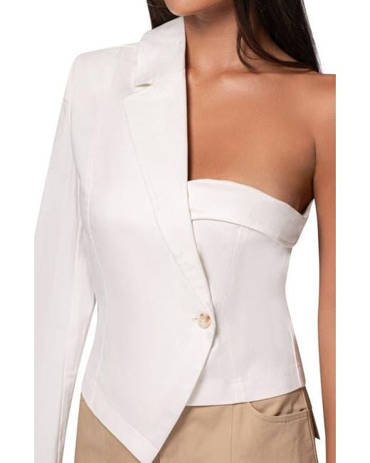 JLUXLABEL White Amal One-Shoulder Blazer Top