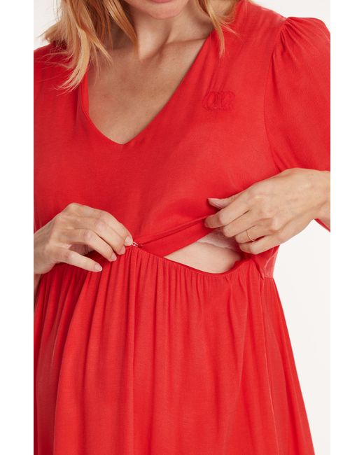 Cache Coeur Red Amy Maternity/nursing Babydoll Dress