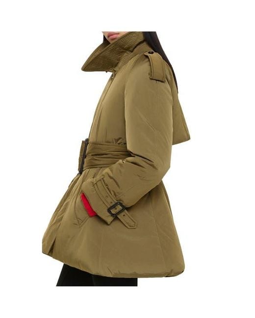 Burberry Green Belted Berryhill Padded Car Coat