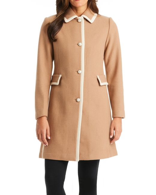 Kate Spade A-line Wool Blend Coat in Natural | Lyst