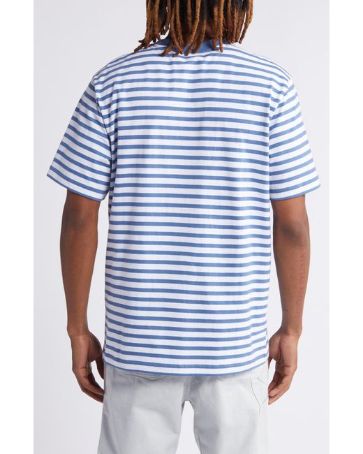 Carhartt Blue Seidler Stripe Logo Pocket T-shirt for men