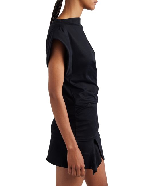 Isabel Marant Black Maisan Draped Asymmetric Cotton T-shirt