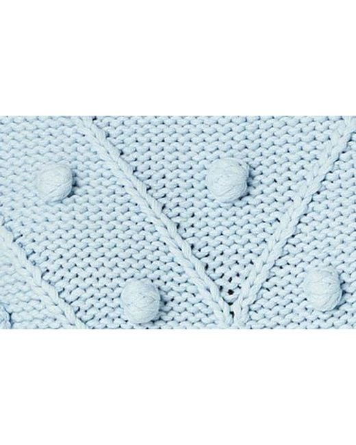 English Factory Blue Pompom Puff Sleeve Sweater