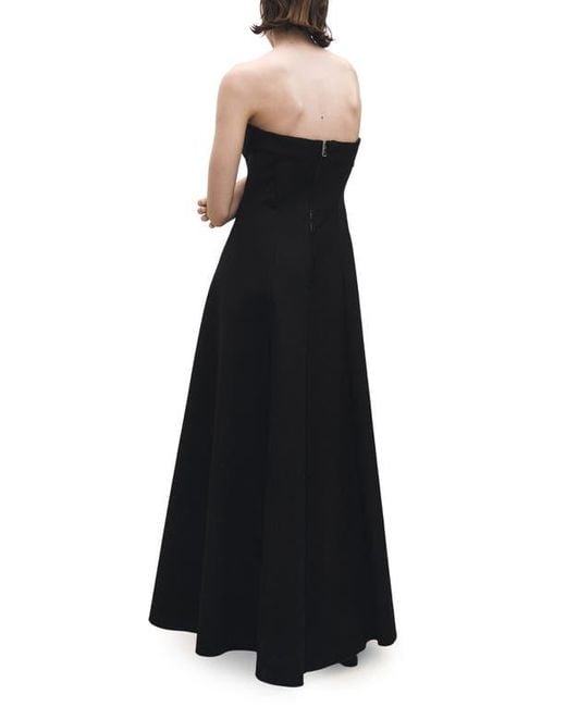 Mango Strapless Fit & Flare Maxi Cocktail Dress in Black | Lyst
