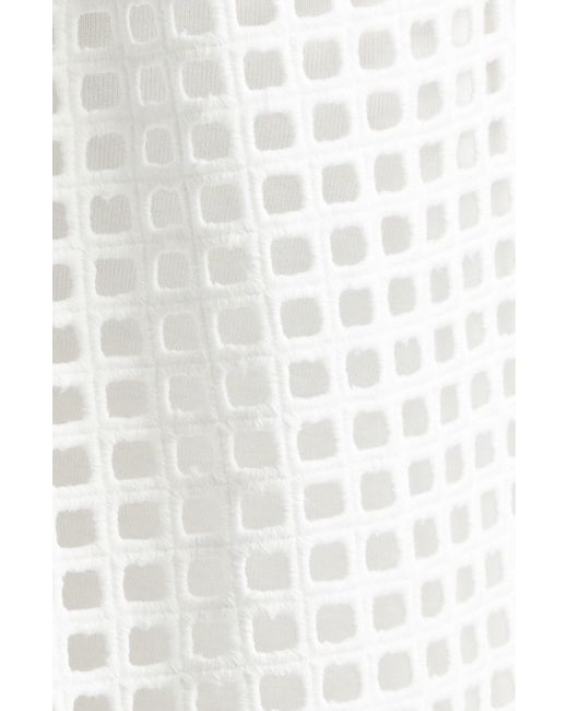 Sacai White Embroidered Grid Coatdress