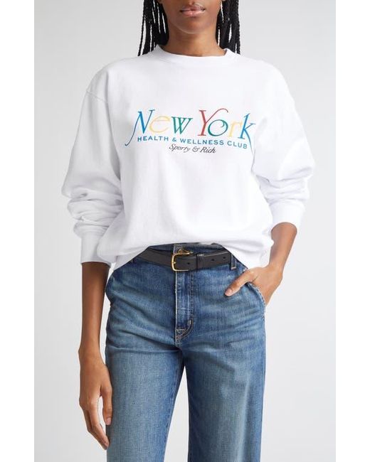 Sporty & Rich White Ny 94 Long Sleeve Cotton T-Shirt