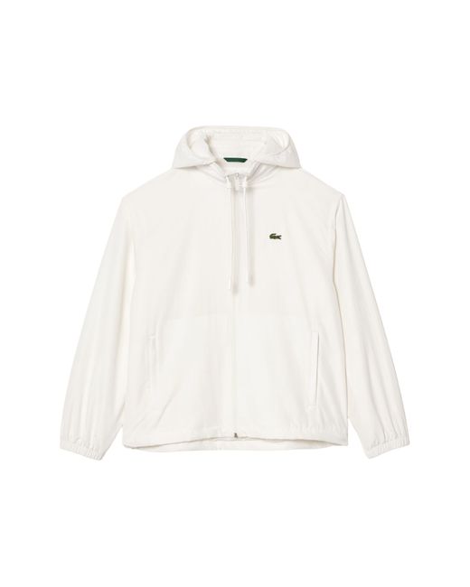 Lacoste White Water Repellent Hooded Jacket for men