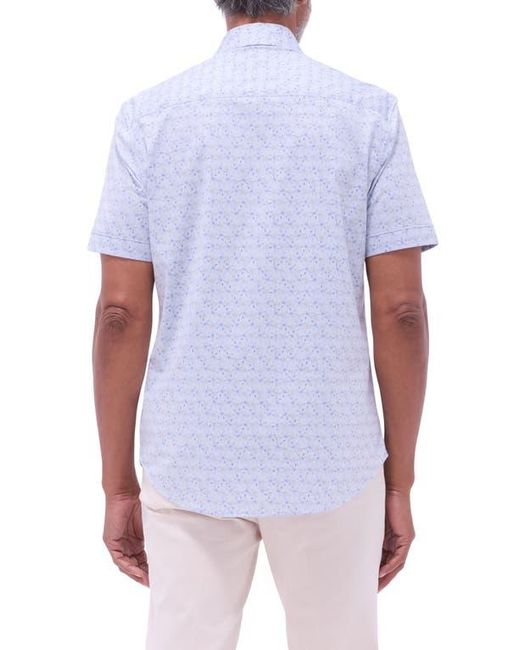 Bugatchi White Myron Ooohcotton Print Short Sleeve Button-Up Shirt for men