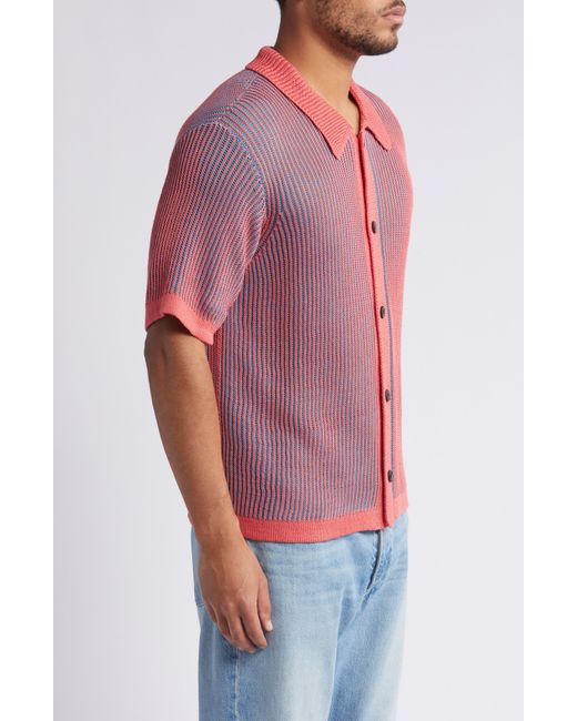 Corridor NYC Pink Plated Short Sleeve Cotton Cardigan for men