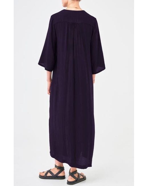 ocean + main Blue Cupro Rouched Front Caftan
