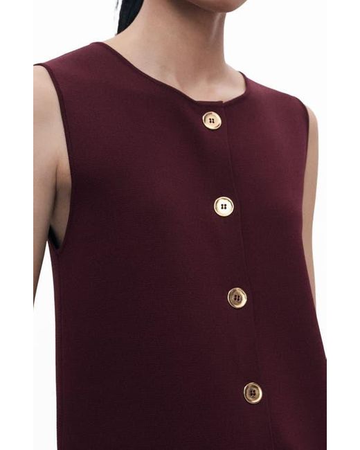 Mango Red Button Front Fine Knit Vest