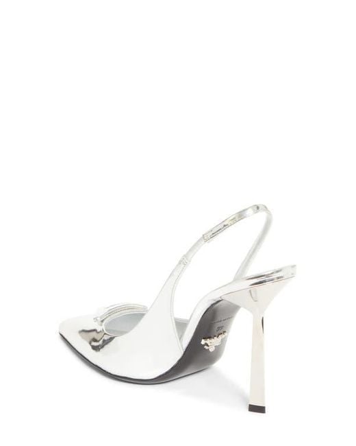 Prada White Puffy Logo Slingback Pump