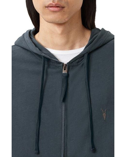 AllSaints Blue Brace Zip Hoodie for men