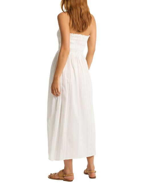 Sea Level Natural Heatwave Strapless Cotton Cover-up Dress