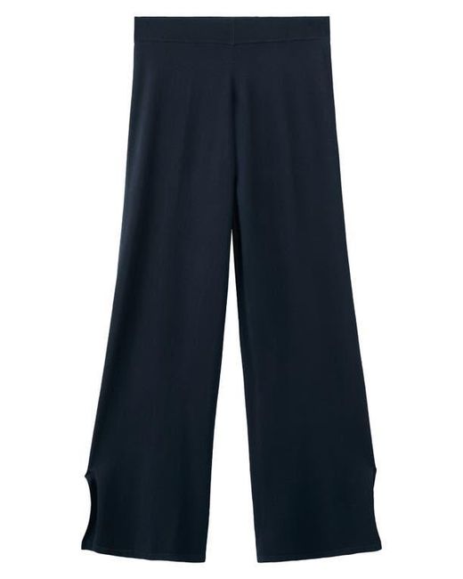 Mango Blue Split Hem Pull-On Straight Leg Knit Pants