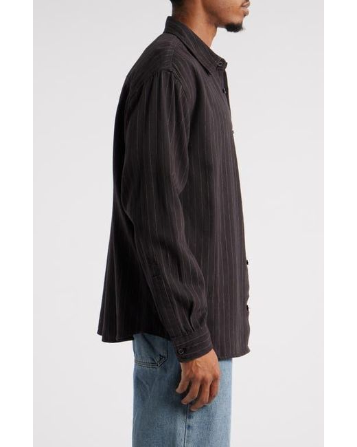 Dickies Black Service Stripe Button-Up Work Shirt for men