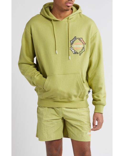 ICECREAM Green Embroidered Cotton Graphic Hoodie for men