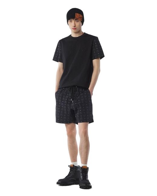 MCM Black Monogram Print Shorts for men