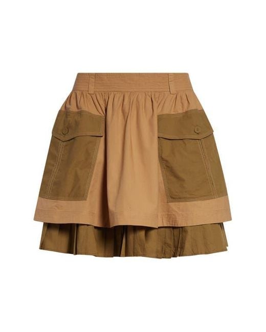 Ulla Johnson Natural Jacqueline Colorblock Tiered Cotton Miniskirt