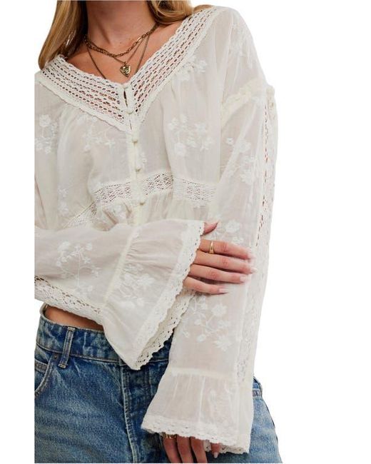 Free People Gray Sweet Love Crop Shirt