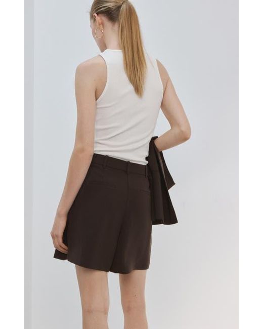 Mango Black Pleated Bermuda Shorts