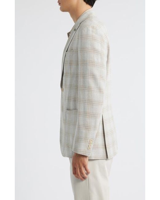 Jack Victor Gray Hampton Plaid Knit Wool & Linen Blend Sport Coat for men