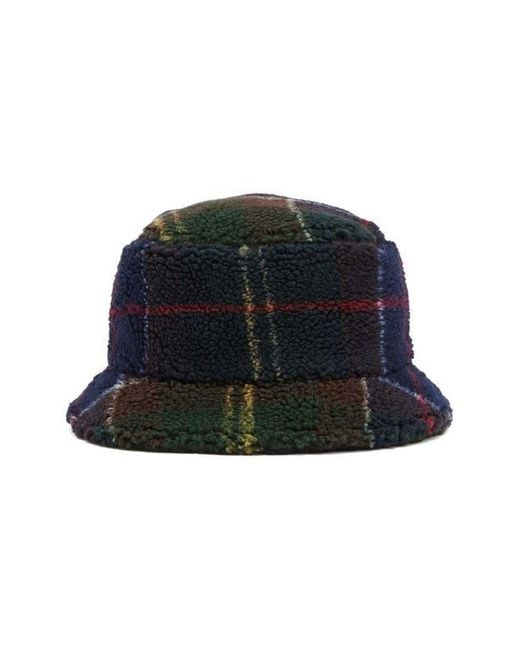 Barbour Green Field Tartan Fleece Bucket Hat for men