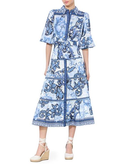 Alice + Olivia Geneva Tiered Blouson Sleeve Midi Dress-Scroll Symphonyh413 main image 0
