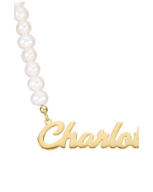ATHRA LUXE Metallic Freshwater Pearl & Chain Link Personalized Name Necklace