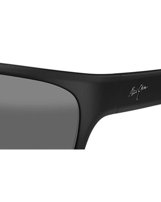 Maui Jim Black 'Ano Nui 63Mm Oversize Polarizedplus2 Rectangular Wrap Sunglasses for men