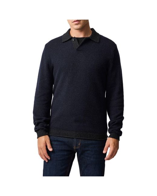 Rodd & Gunn Blue Marlin Cotton & Wool Blend Johnny Collar Sweater for men