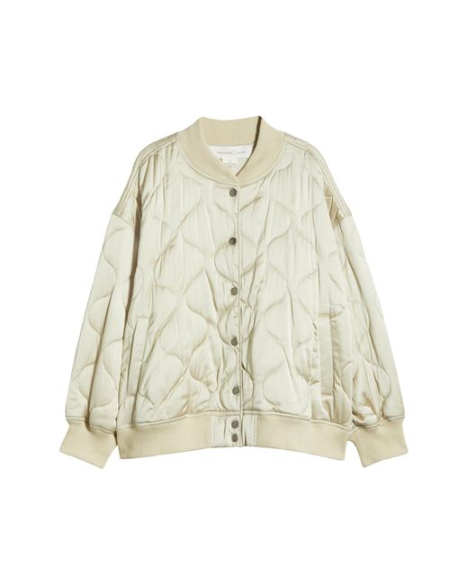 Treasure & Bond Oversize Quilted Satin Bomber Jacket in Natural | Lyst