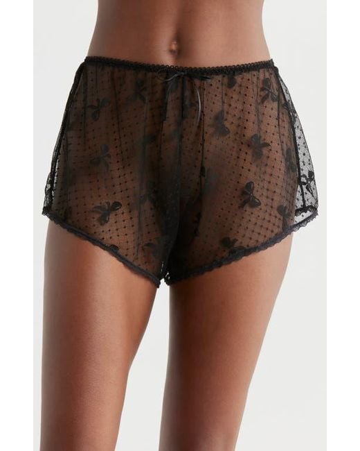 Kilo Brava Brown Bow Dotted Mesh Shorts