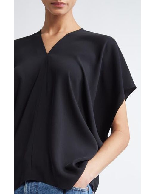 MM6 by Maison Martin Margiela Black Draped Short Sleeve Top