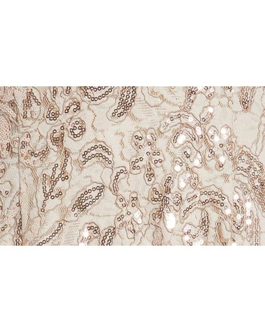 Tahari Natural Bead & Sequin A-Line Dress