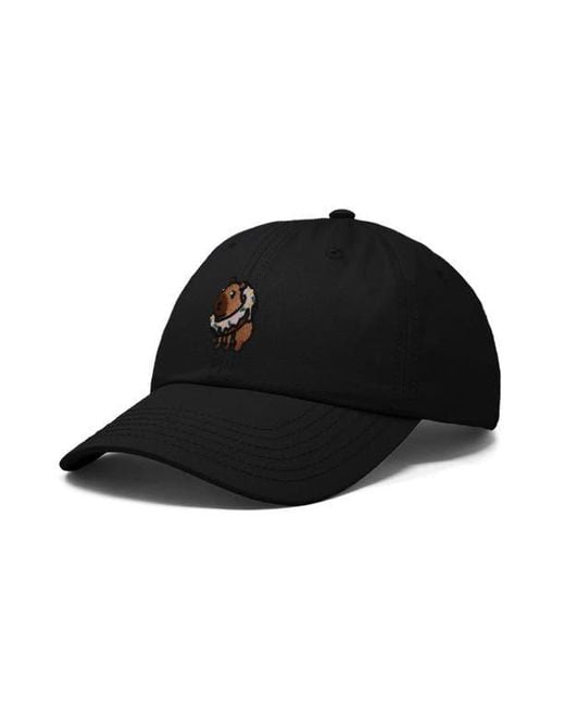 Alix Black Capybara Donut Embroidered Cap for men