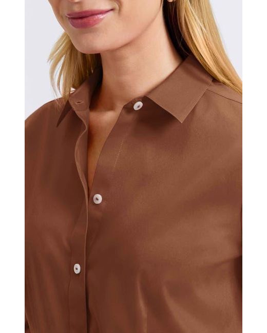 Foxcroft Blue June Stretch Cotton Blend Button-Up Shirt